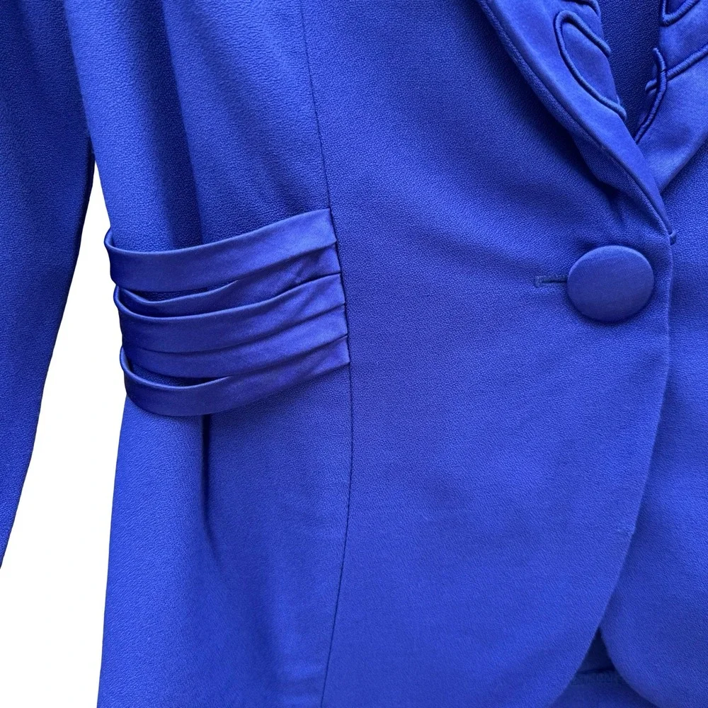 SL Fashions Vintage Royal‎ Blue Dress and Blazer Set Size 10 Soutache Beaded USA